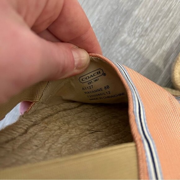 Coach Women’s Rayanne Pink Blue Stripe Tan Espadrilles Sandals Flats Size 8 - Picture 7 of 7